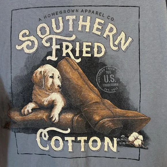 Southern Fried Cotton Gray Short Sleeve Tee Dog Boots L - Picture 1 of 5